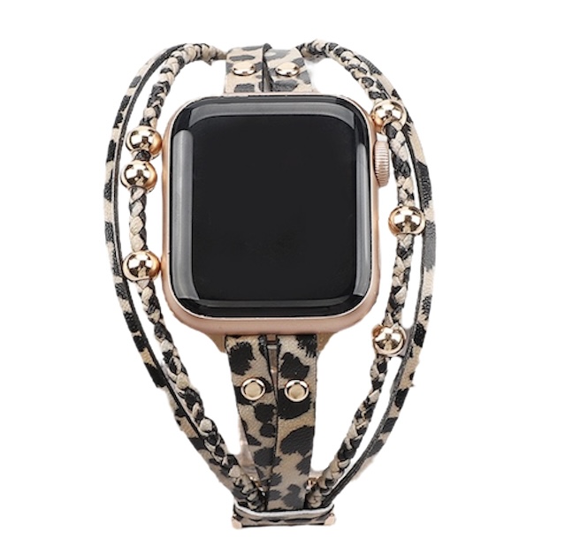 Correa de joyería de piel para el Apple Watch - leopardo