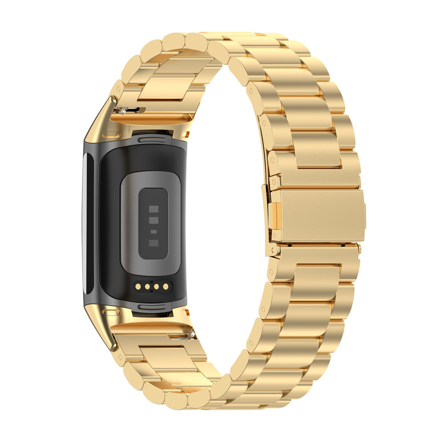 Correa de eslabones de acero con cuentas para el Fitbit Charge 5 - oro