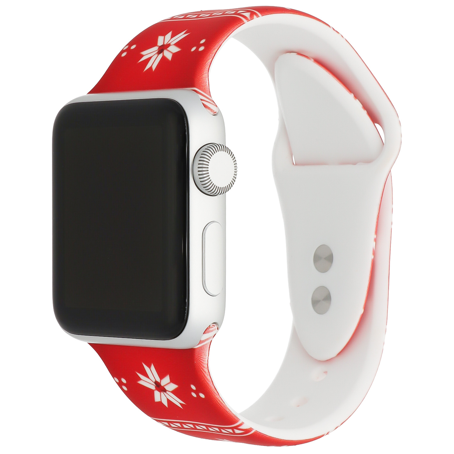 Correa deportiva estampada para el Apple Watch - Christmas poinsettia red