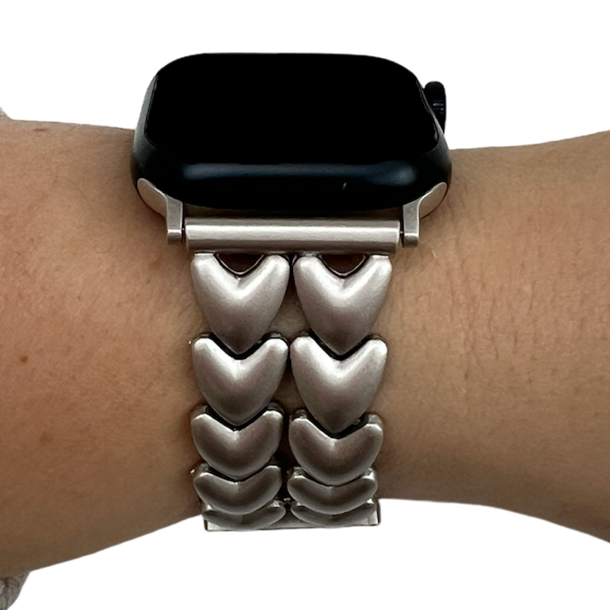 Correa de eslabones de acero con forma de corazón para Apple Watch - blanco estrella