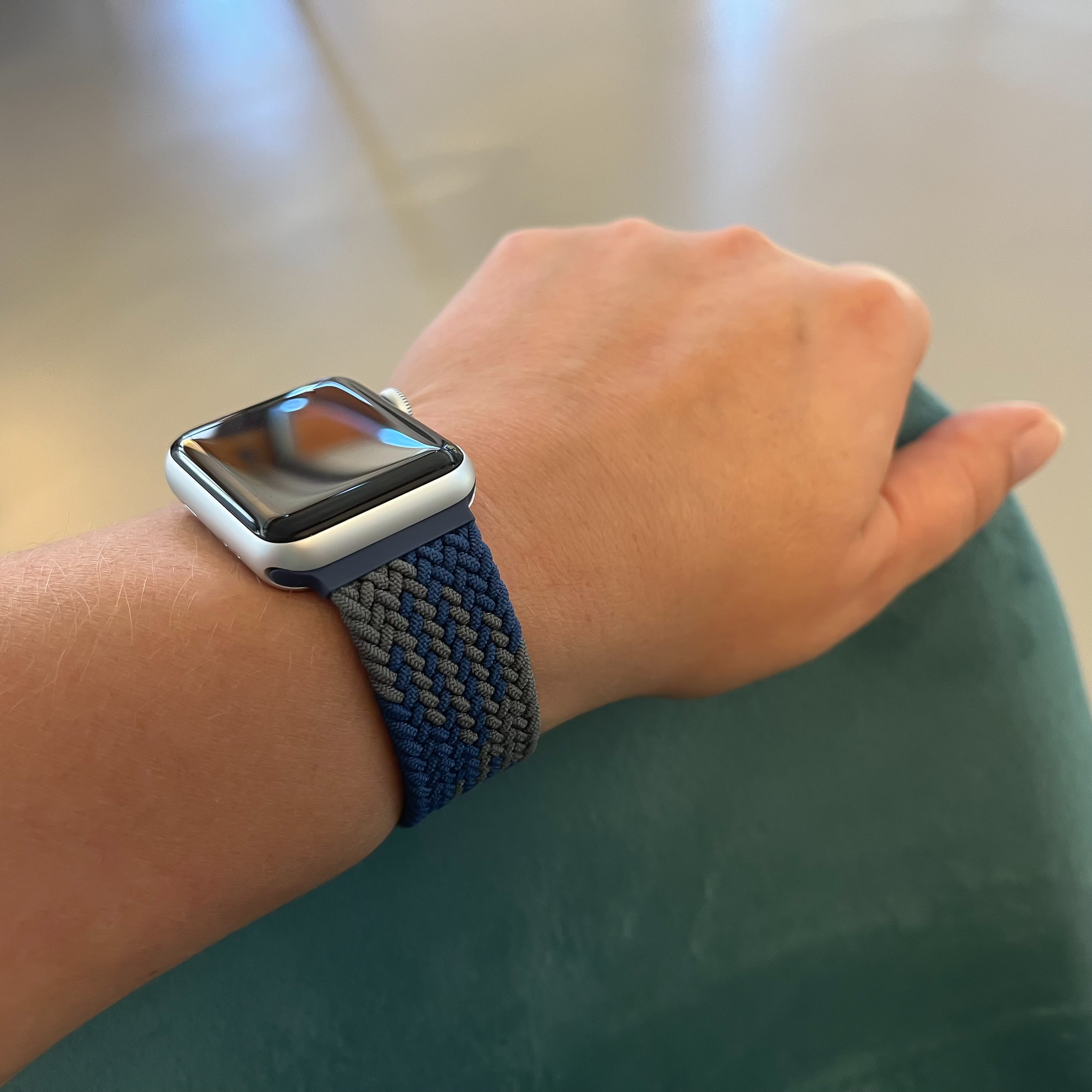 Correa solo loop trenzada de nailon para el Apple Watch - azul verde