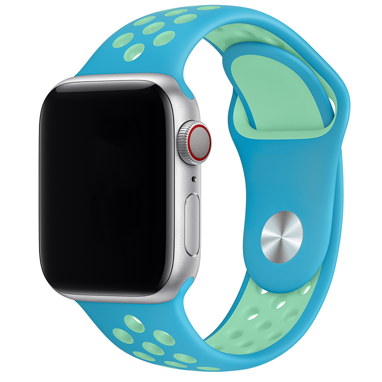 Correa deportiva doble para el Apple Watch - azul cloro verde resplandor