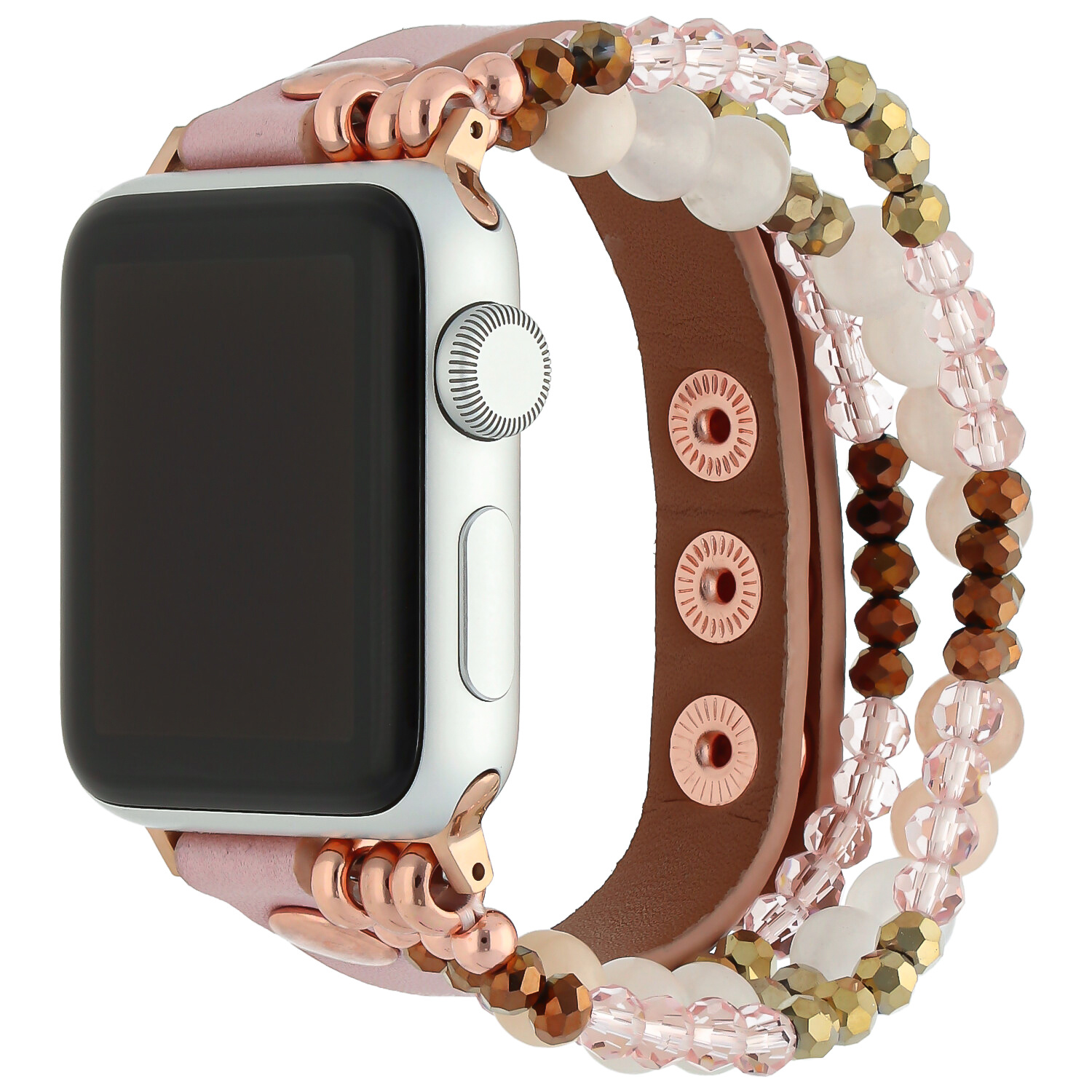 Correa de joyería de piel para el Apple Watch - rosa