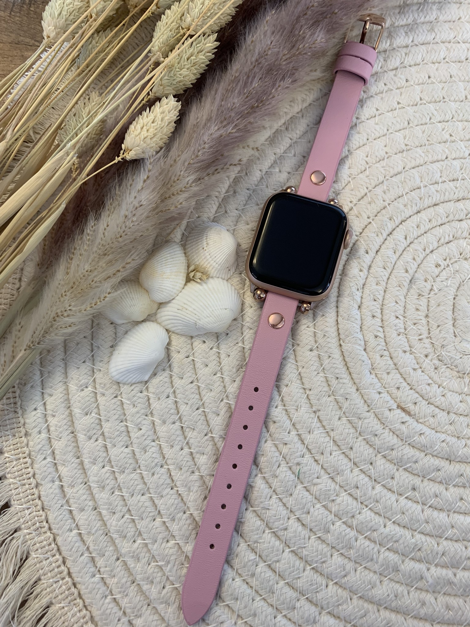 Correa inteligente de piel para el Apple Watch - rosa