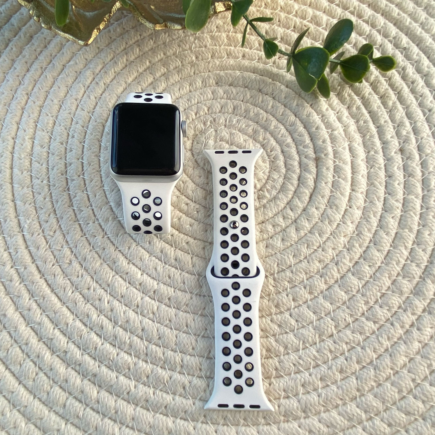 Correa deportiva doble para el Apple Watch - blanco negro