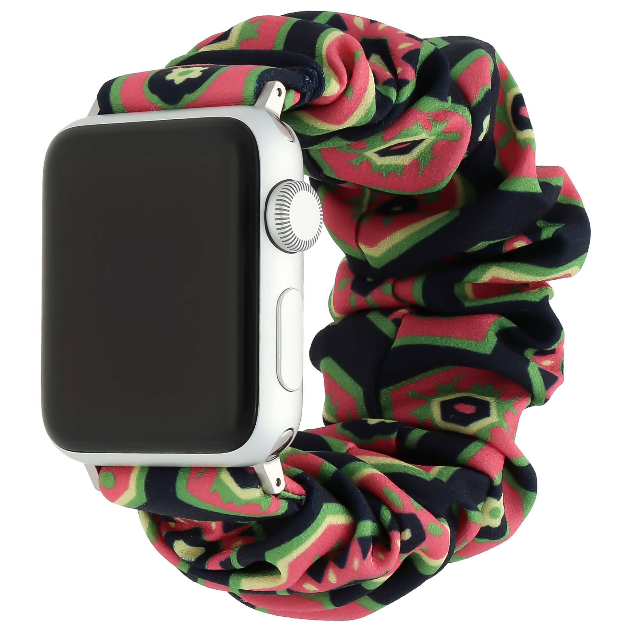 Correa elástica de nailon para el Apple Watch - azul oscuro con rosa y verde
