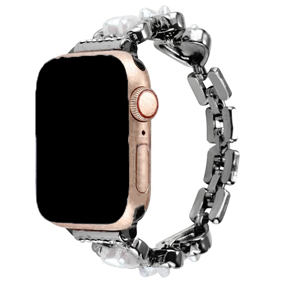 Correa de eslabones de acero con forma de corazón para Apple Watch - Demi negro