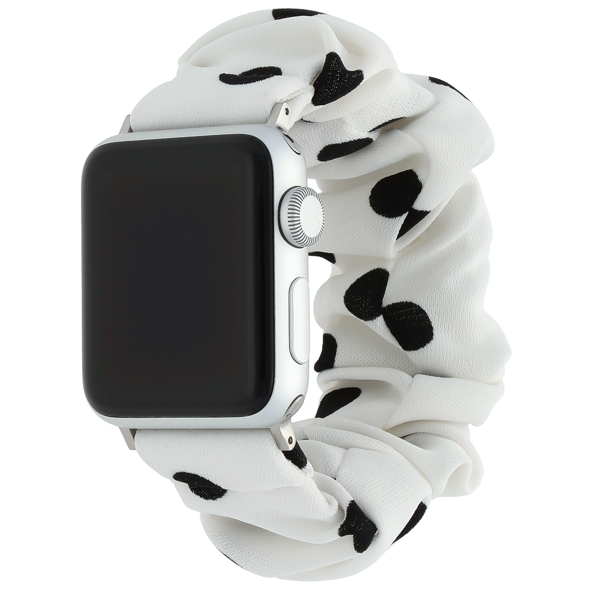 Correa elástica de nailon para el Apple Watch - blanca con lunares negros