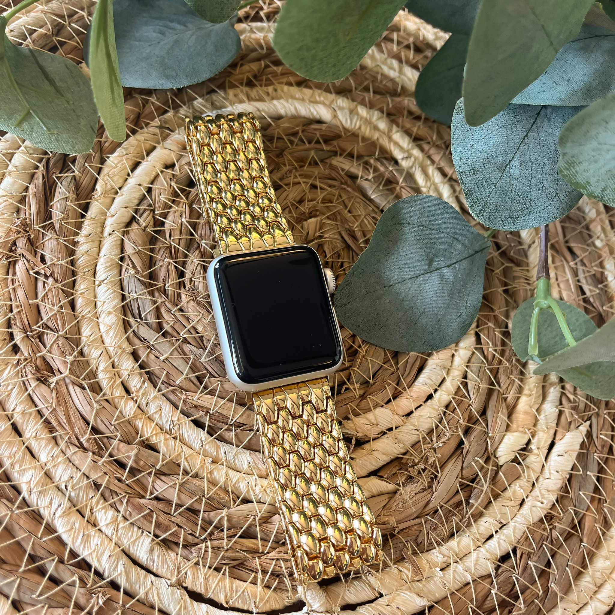 Correa de eslabones de acero dragón para el Apple Watch - oro