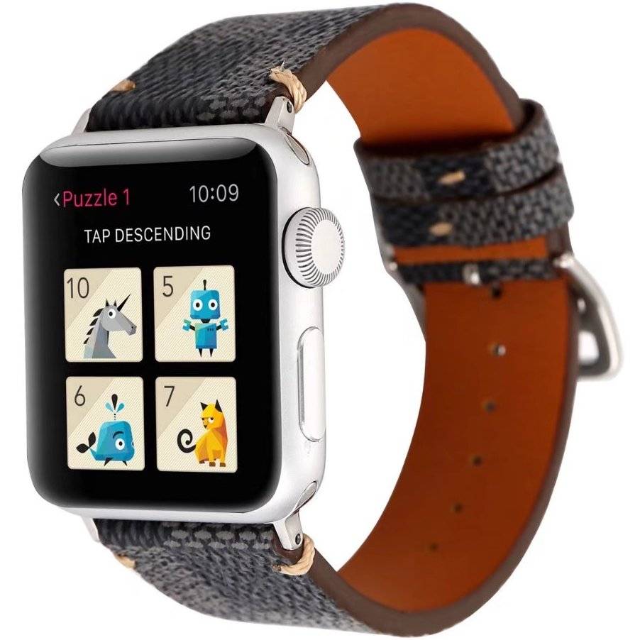 Correa de rejilla de piel para el Apple Watch - negra