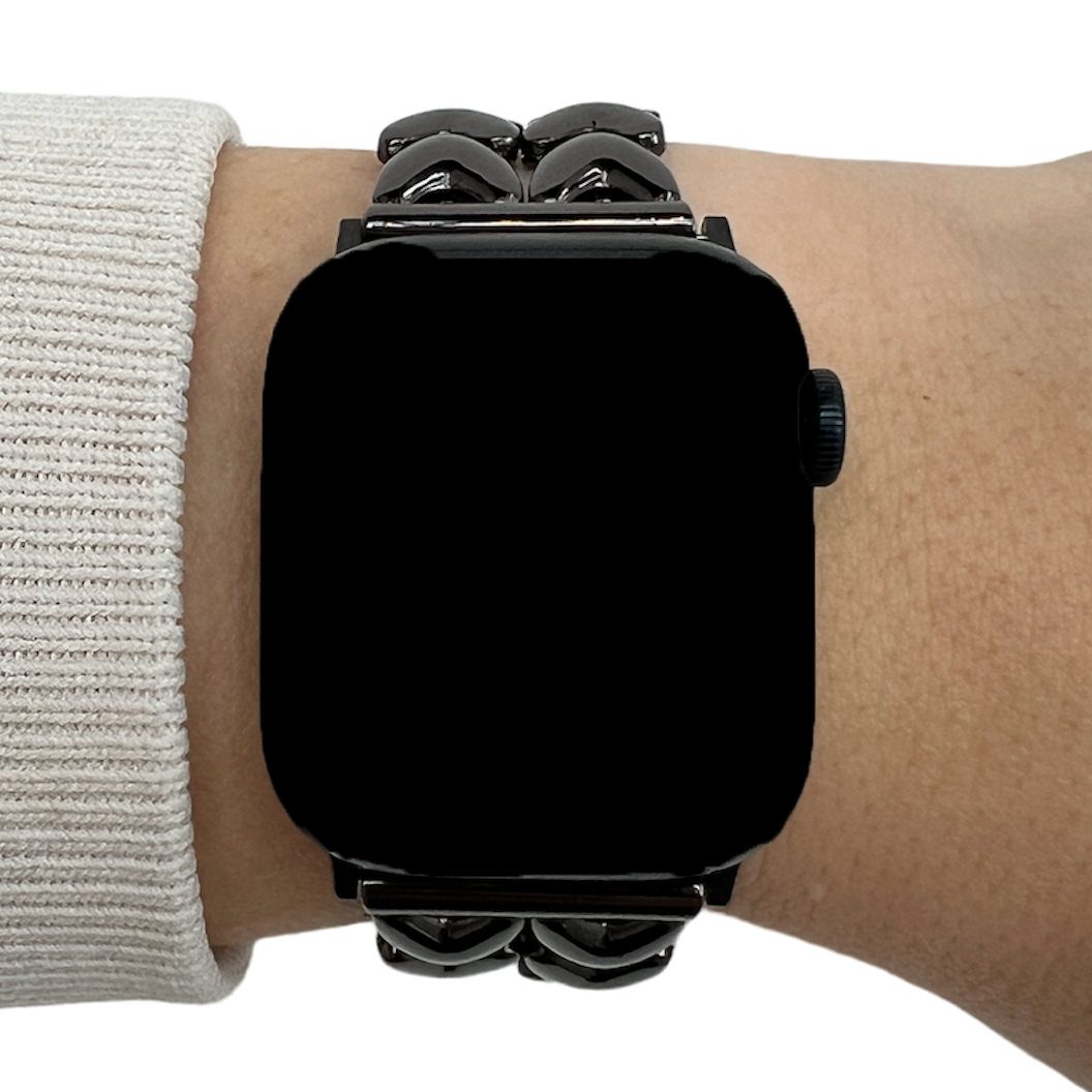 Correa de eslabones de acero con forma de corazón para Apple Watch - negro