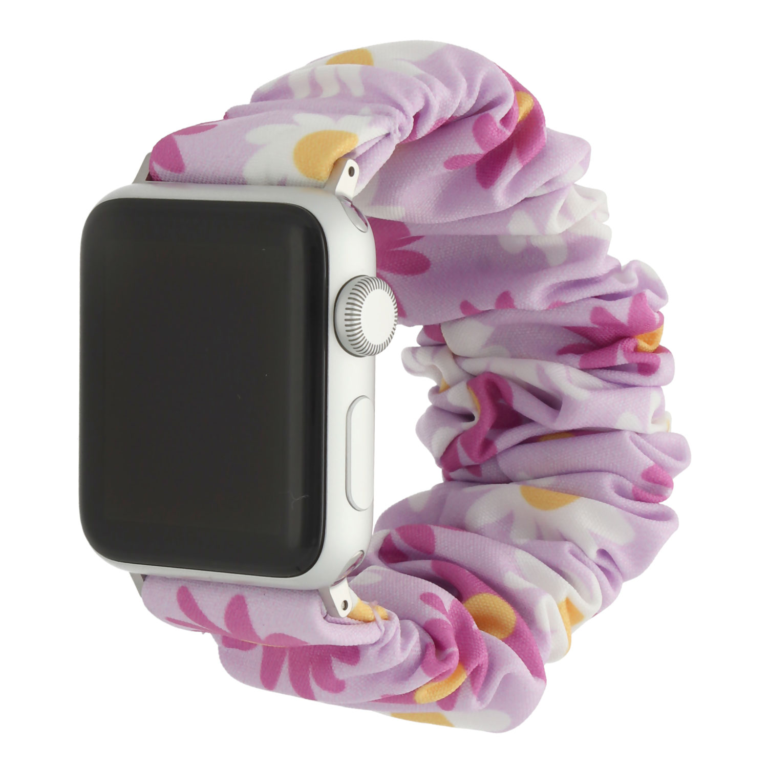 Correa nailon Scrunchie para el Apple Watch - Flores moradas