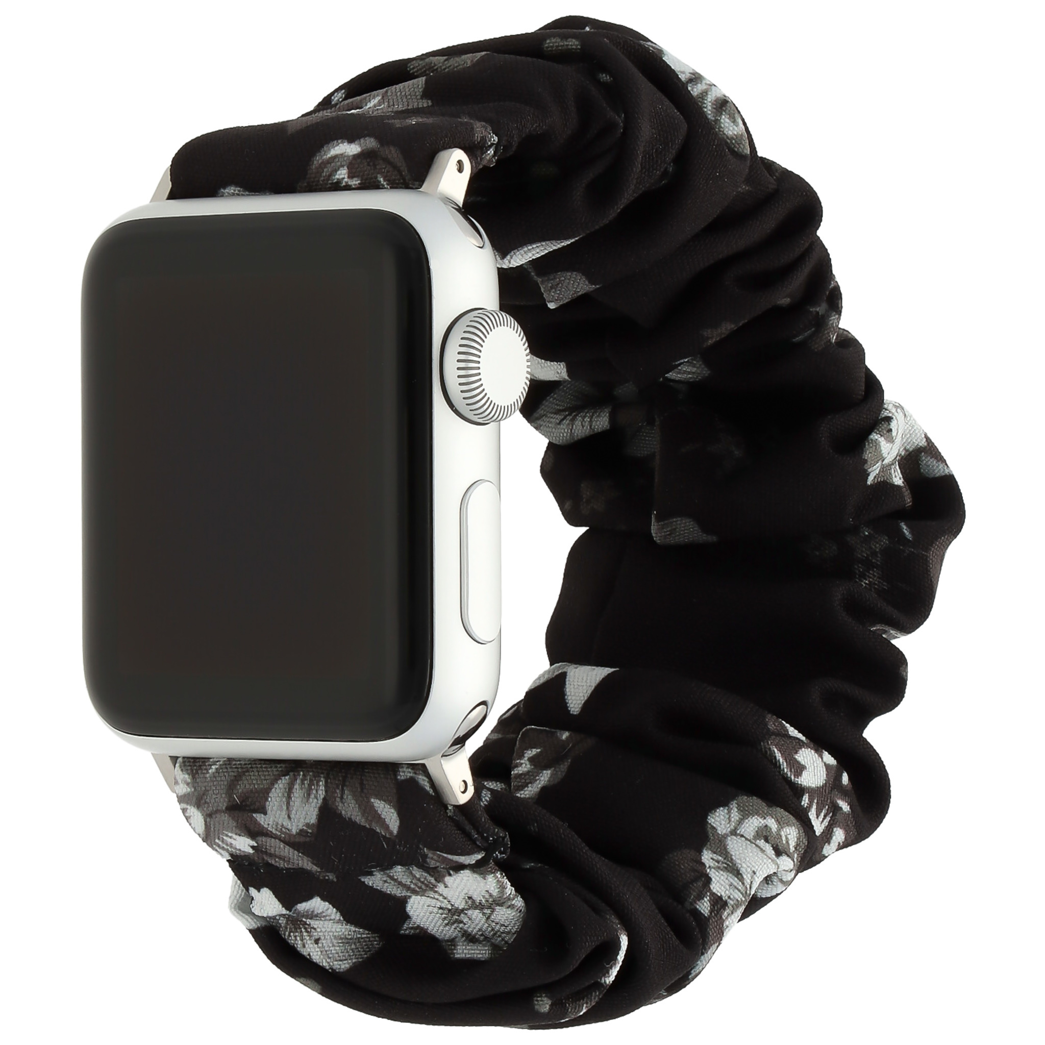 Correa elástica de nailon para el Apple Watch - negra con rosas