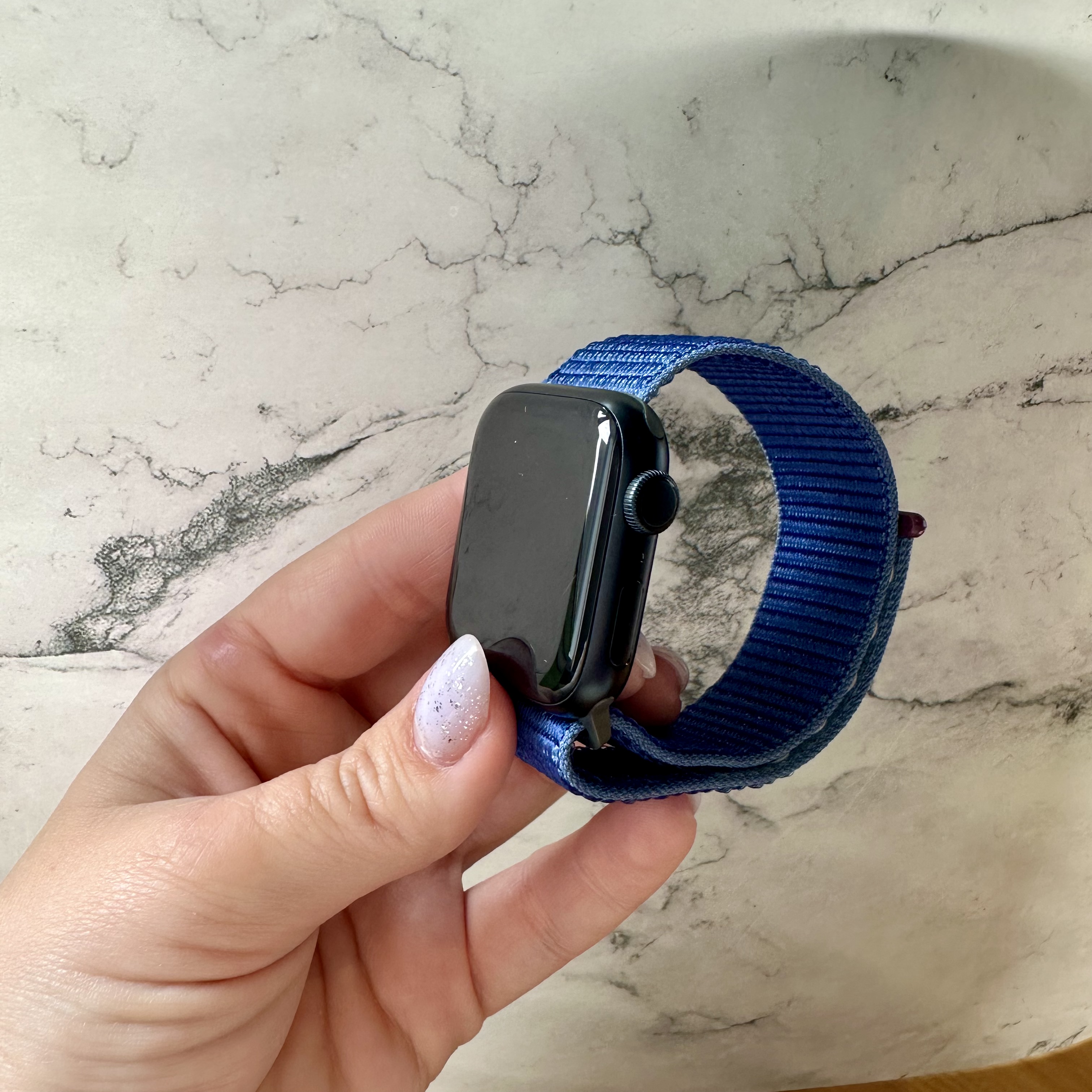 Correa loop deportiva de nailon para el Apple Watch - azul océano