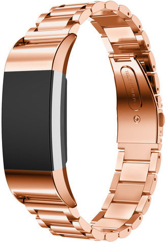 Correa de eslabones de acero con cuentas para el Fitbit Charge 2 - oro rosa