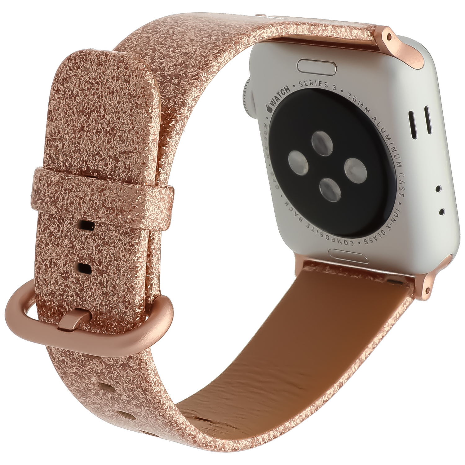 Correa de piel con purpurina para el Apple Watch - oro