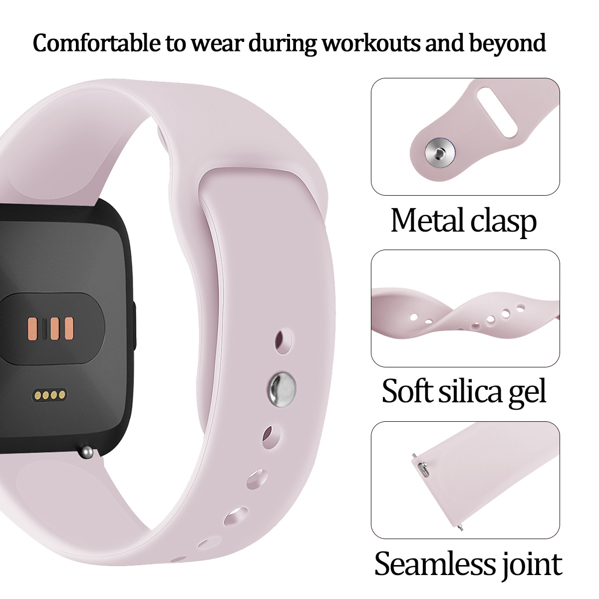 Correa deportiva de silicona para el Fitbit Versa - arena rosa