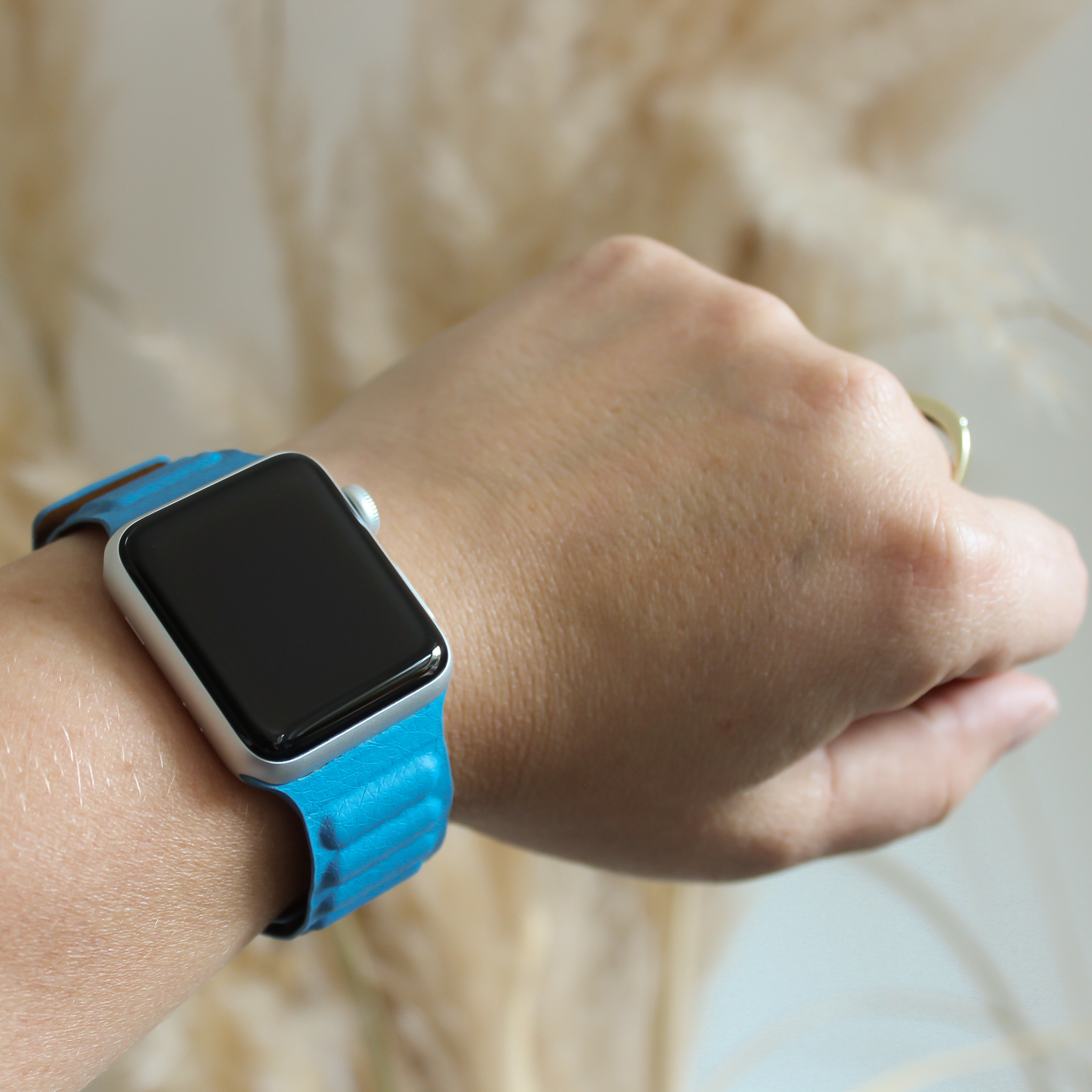 Correa individual de cuero para el Apple Watch - azul capa
