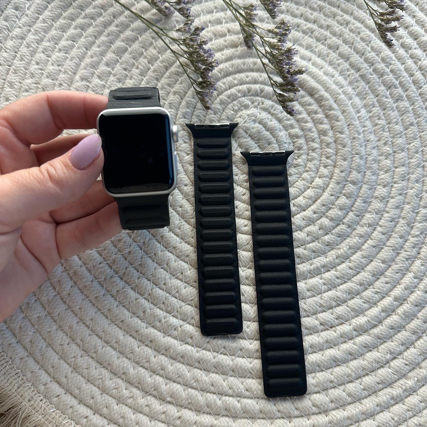 Correa individual de cuero para el Apple Watch - negra