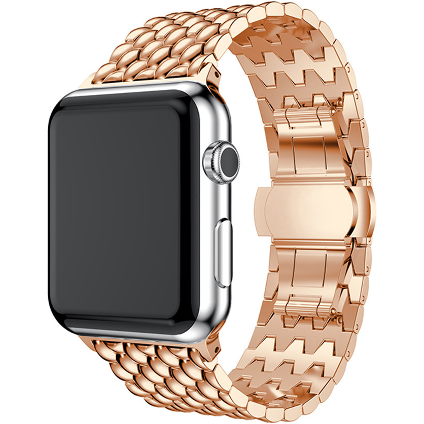 Correa de eslabones de acero dragón para el Apple Watch - oro rosa