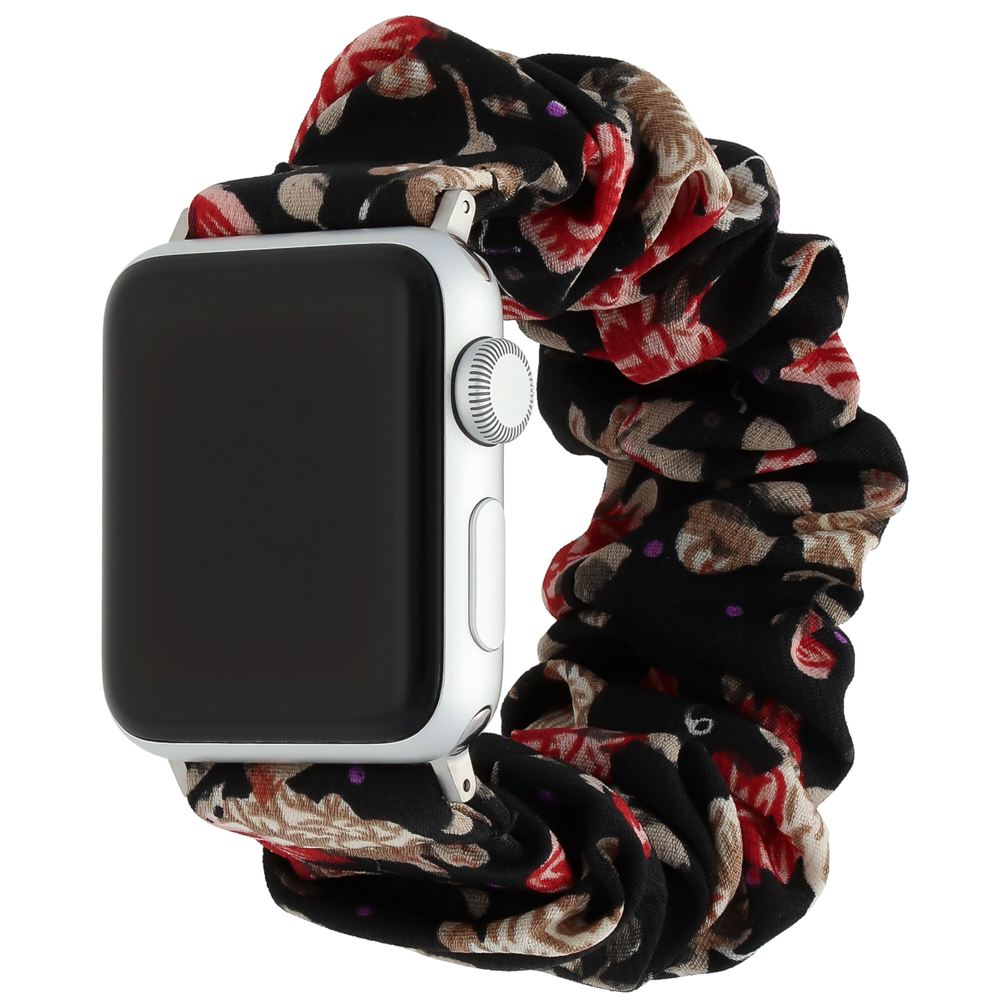 Correa elástica de nailon para el Apple Watch - negra con flores