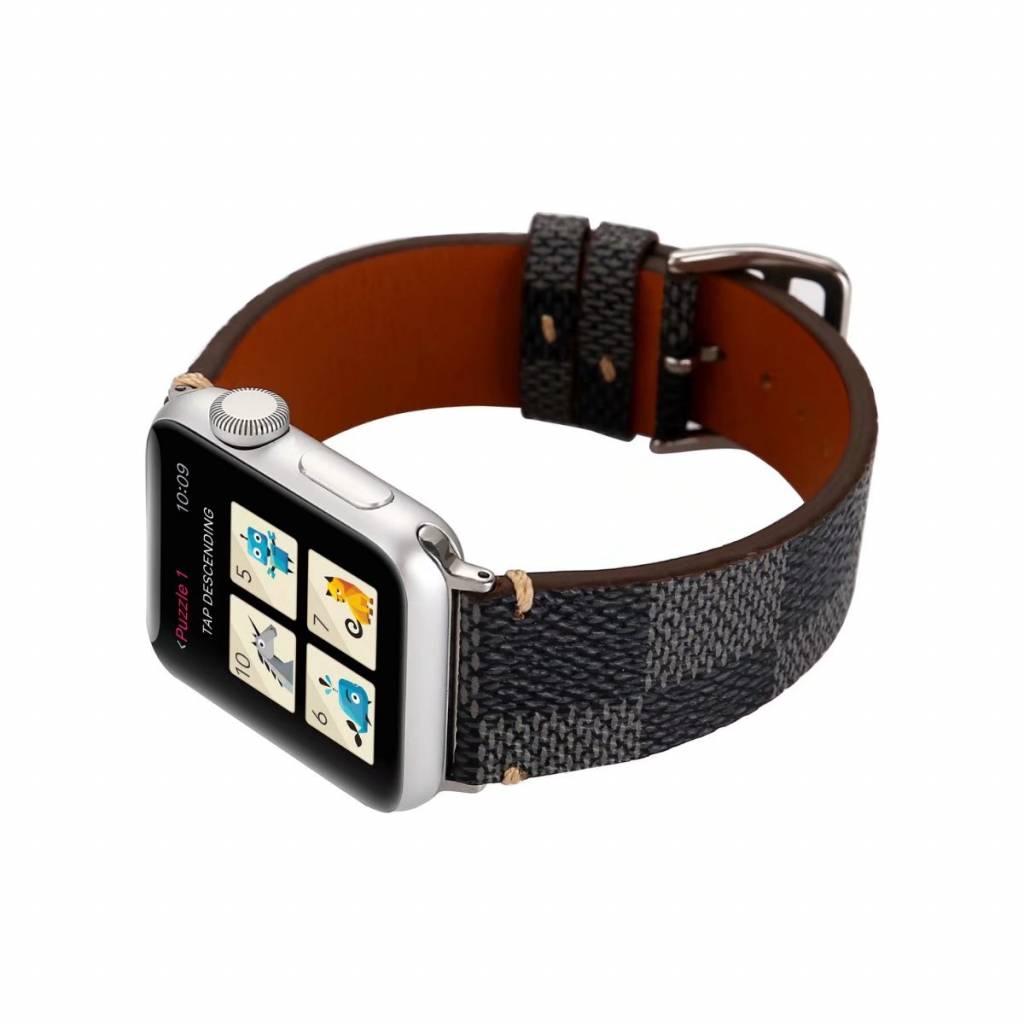 Correa de rejilla de piel para el Apple Watch - negra