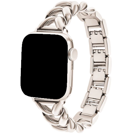 Correa de eslabones de acero con forma de corazón para Apple Watch - Lisa blanco estrella