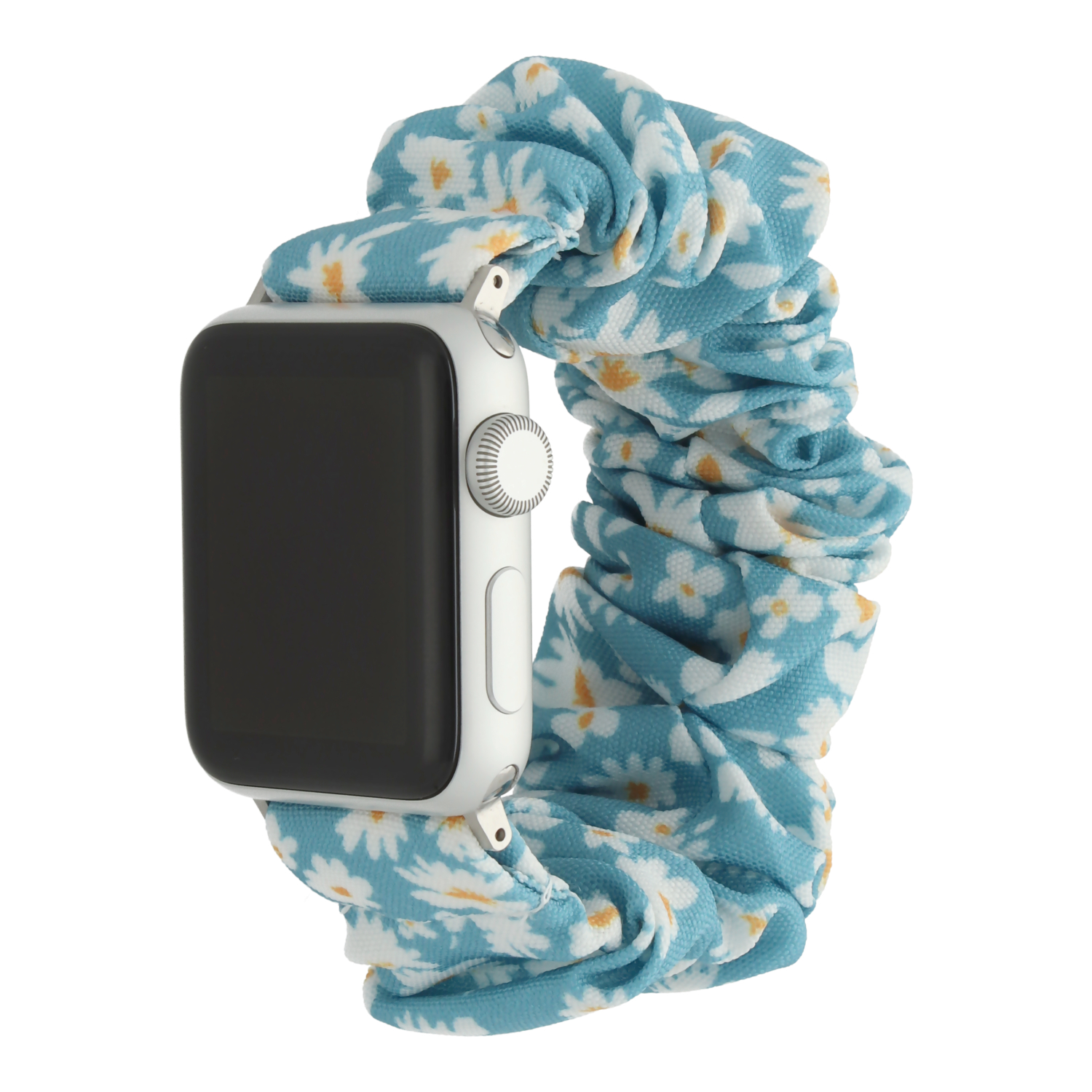 Correa nailon Scrunchie para el Apple Watch - Flores azules