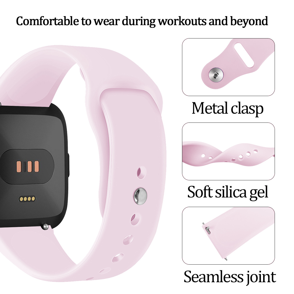 Correa deportiva de silicona para el Fitbit Versa - rosa