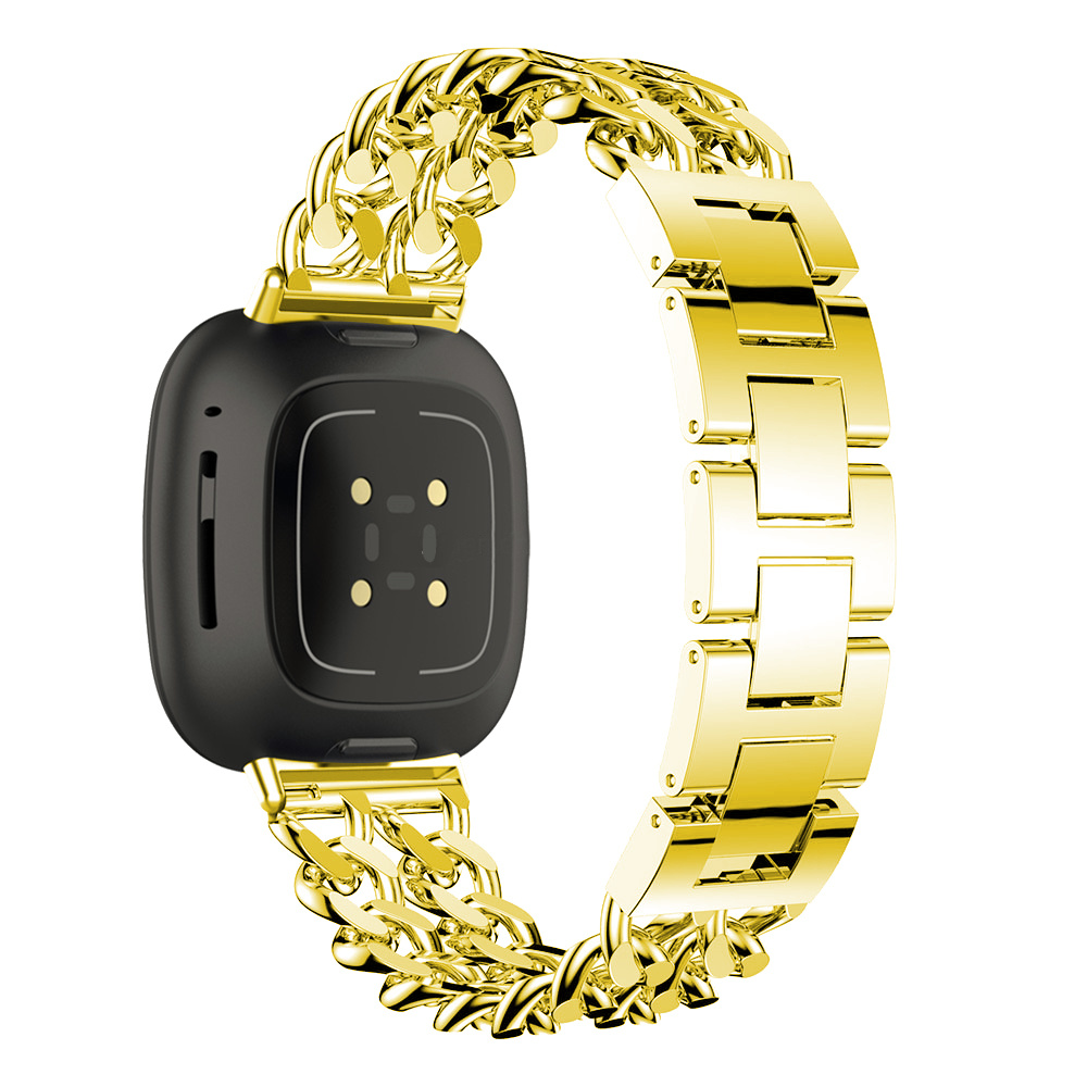 Correa de eslabones de vaquero de acero para el Fitbit Versa 3 / Sense - oro