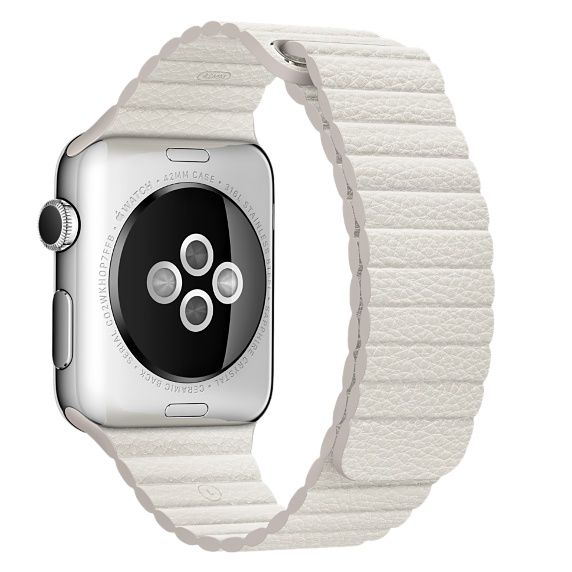 Correa de piel acanalada para el Apple Watch - blanco