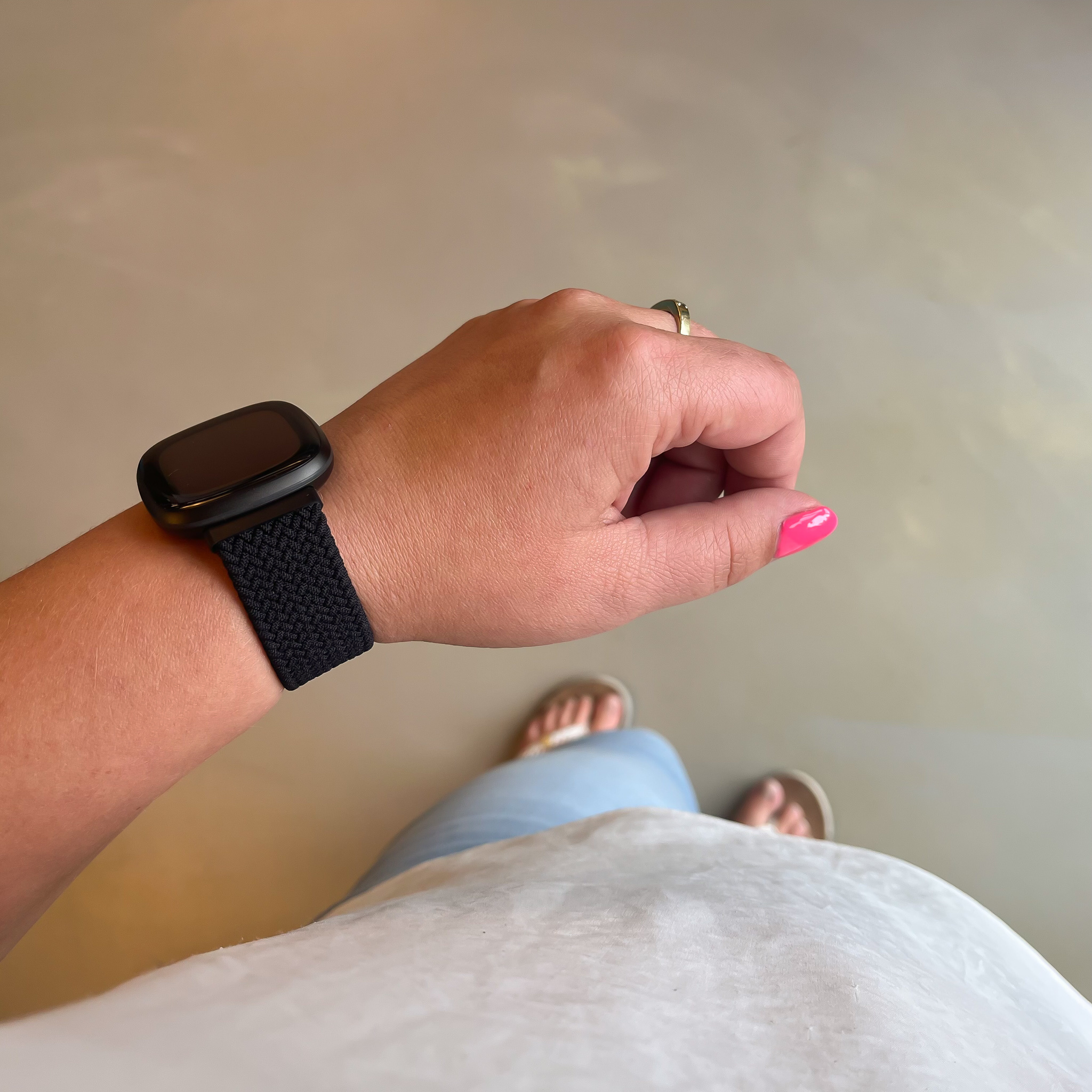 Correa solo loop trenzada de nailon para el Fitbit Versa 3 / Sense - negro
