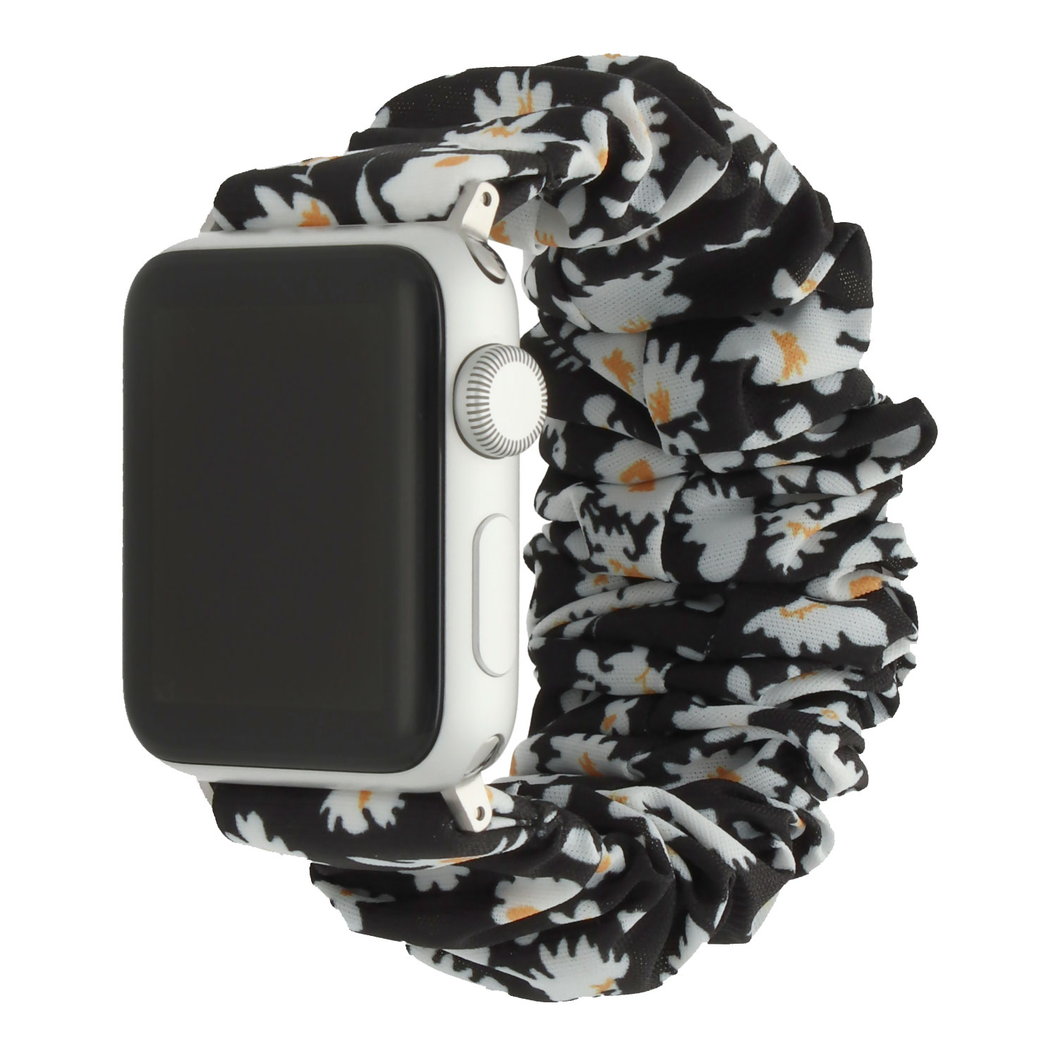 Correa nailon Scrunchie para el Apple Watch - Flores negras