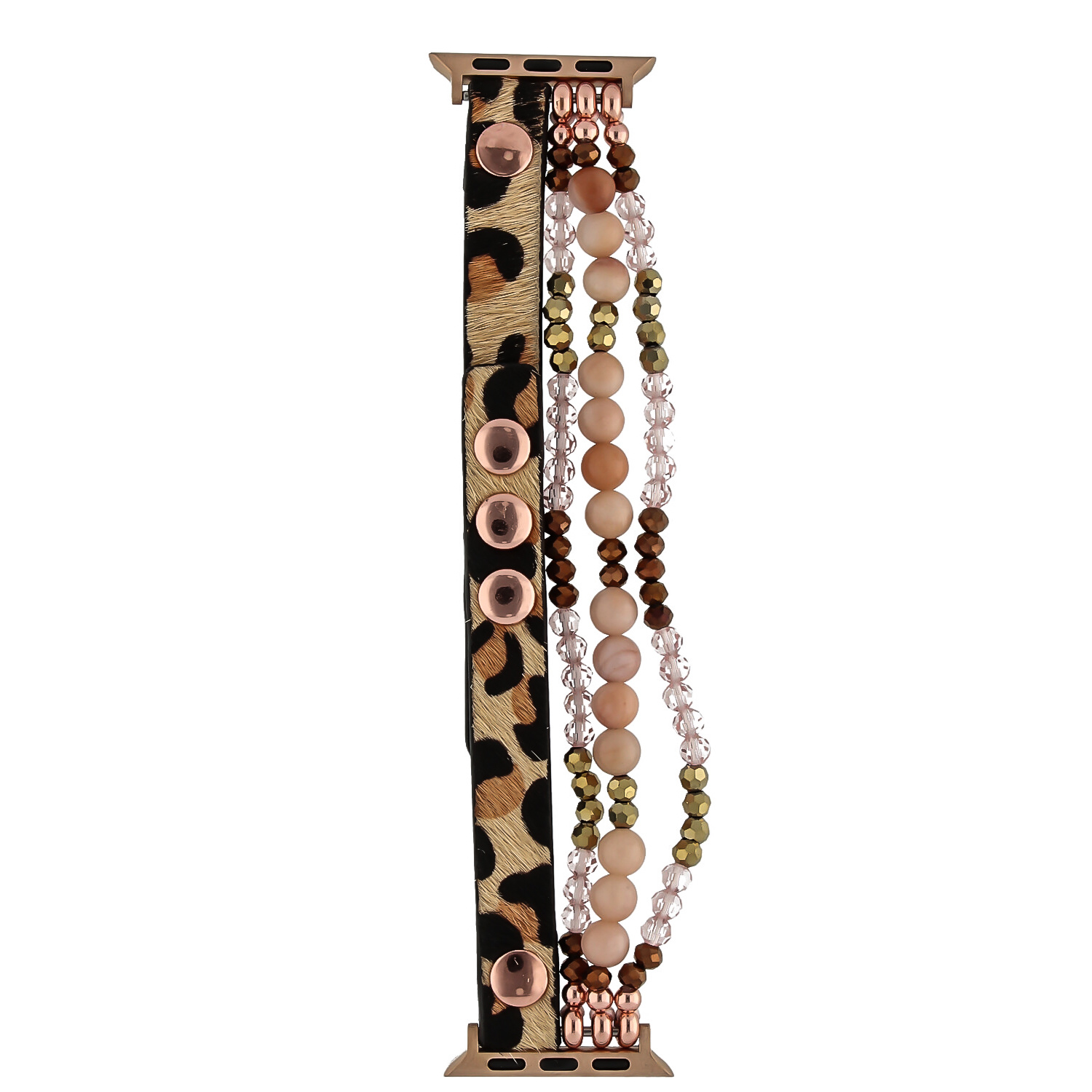 Correa de joyería de piel para el Apple Watch - oro rosa leopardo