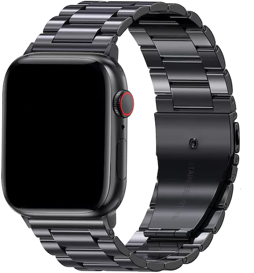 Correa de eslabones de acero con cuentas para el Apple Watch - negra