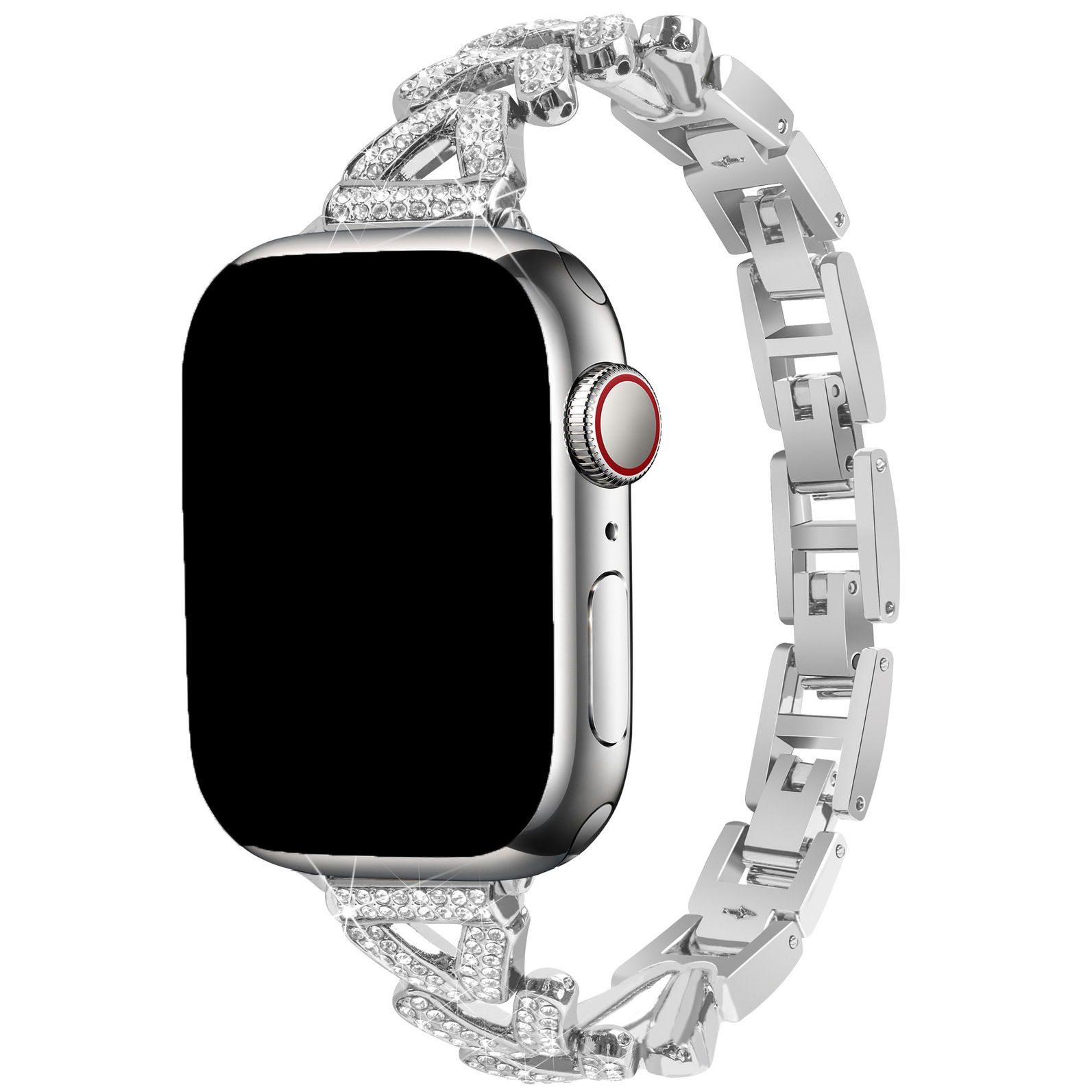 Correa de eslabones de acero con forma de corazón para Apple Watch - Faye plata