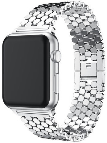 Correa de eslabones de acero para peces para el Apple Watch - plata