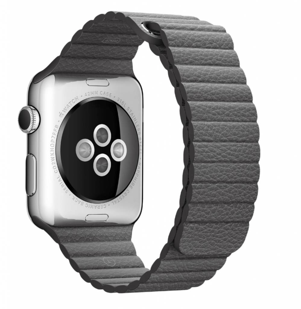 Correa de piel acanalada para el Apple Watch - gris