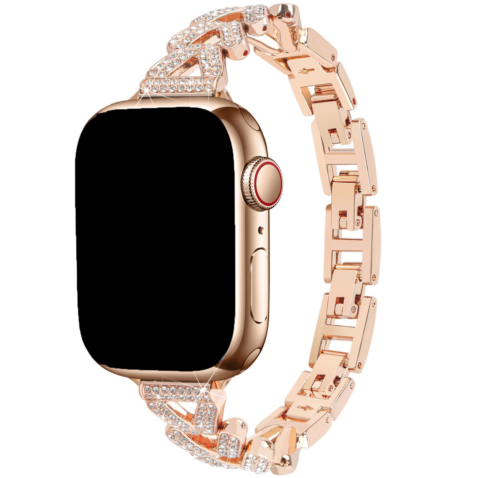 Correa de eslabones de acero con forma de corazón para Apple Watch - Faye oro rosa