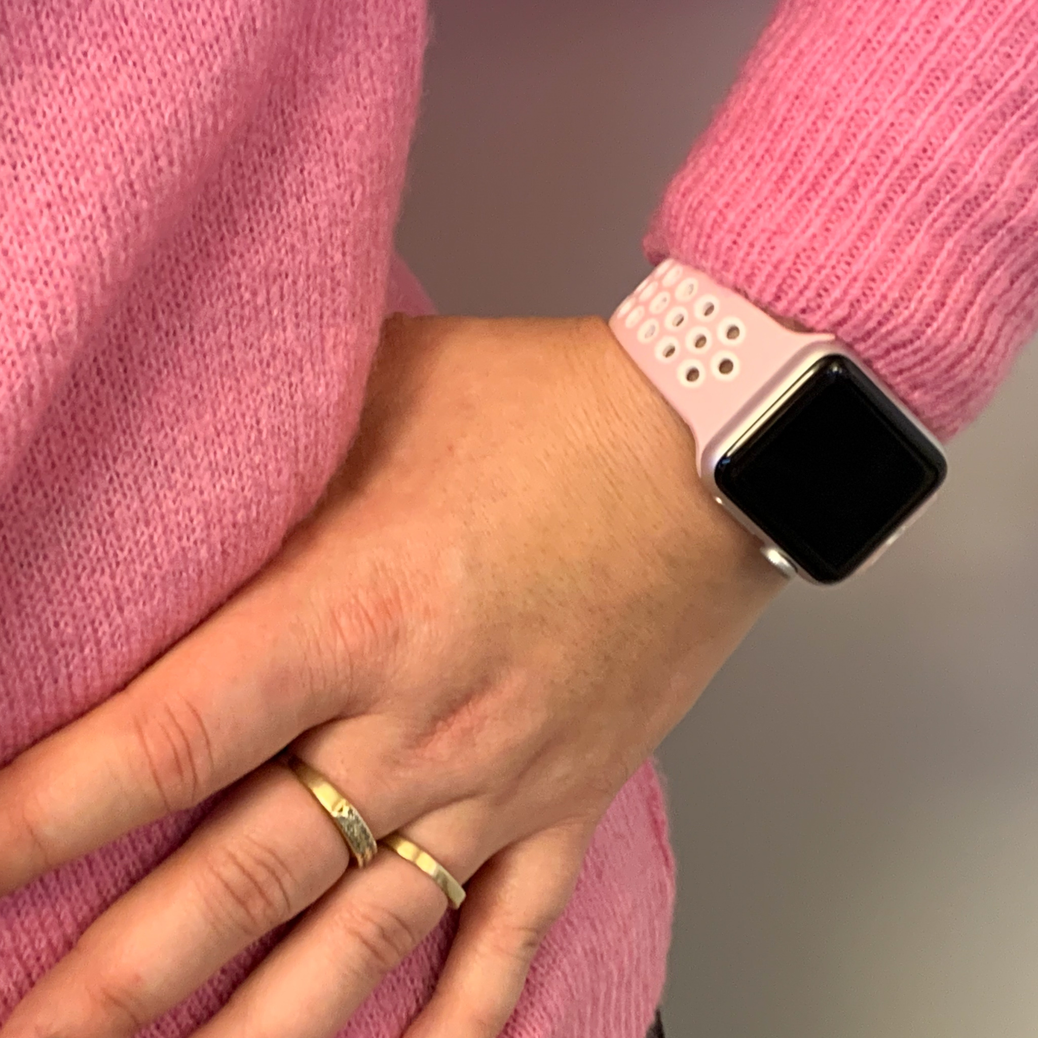 Correa deportiva doble para el Apple Watch - rosa claro blanco