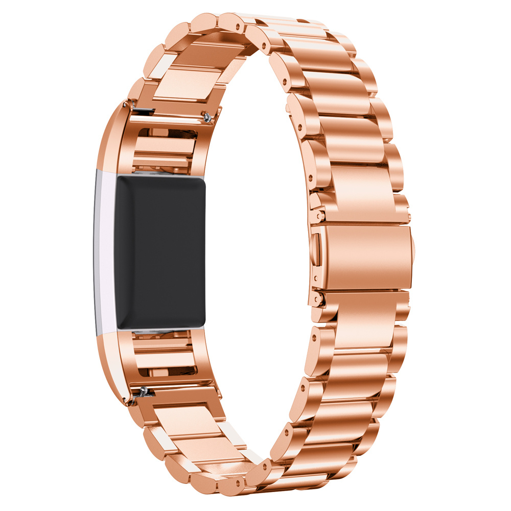 Correa de eslabones de acero con cuentas para el Fitbit Charge 2 - oro rosa