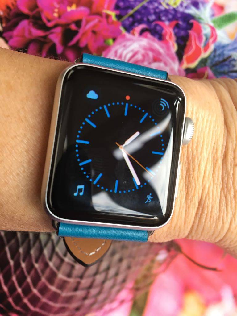 Correa hermes de piel sintética para el Apple Watch - azul claro