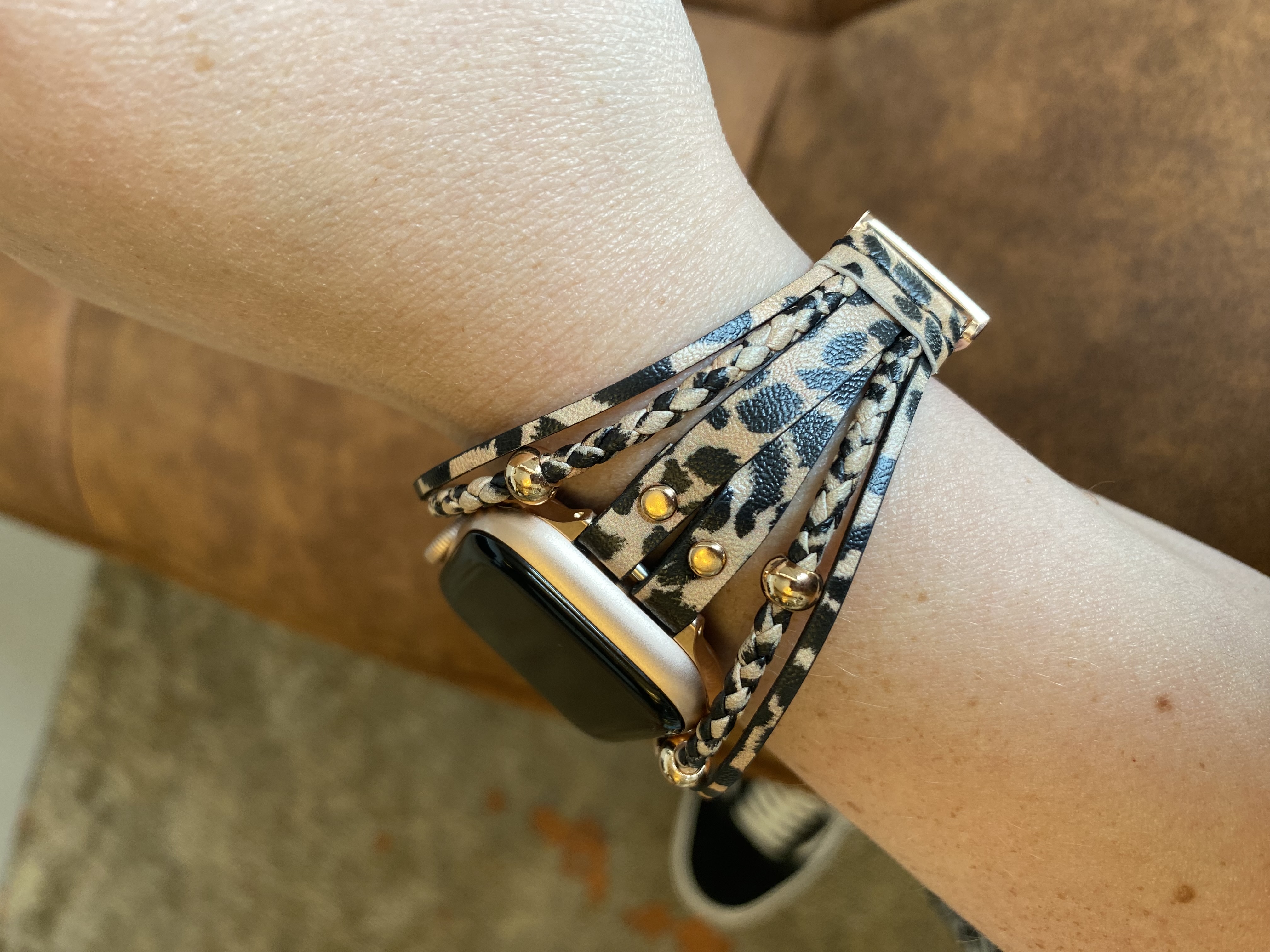 Correa de joyería de piel para el Apple Watch - leopardo