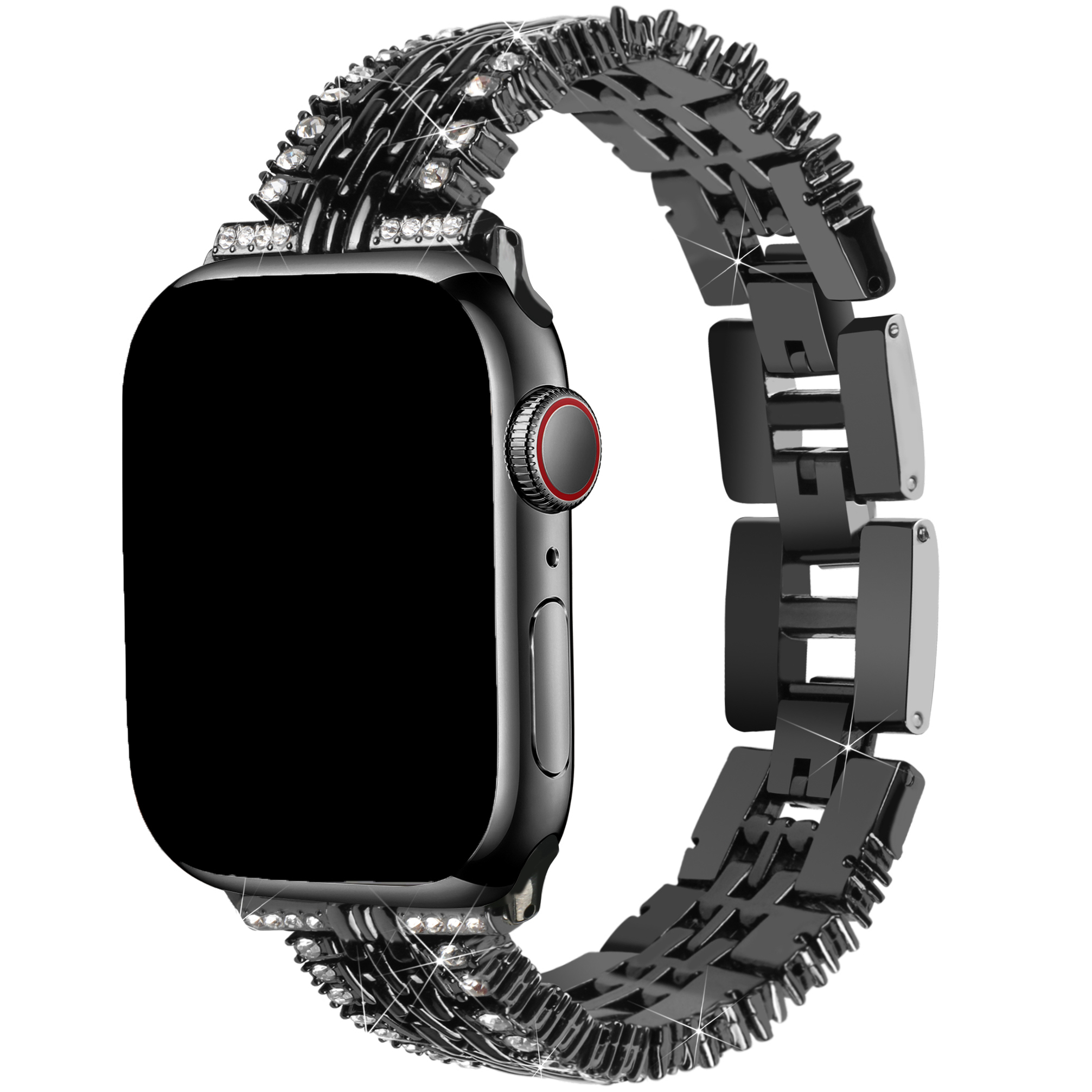 Correa de eslabones de acero de diamante Eline para el Apple Watch - negro 