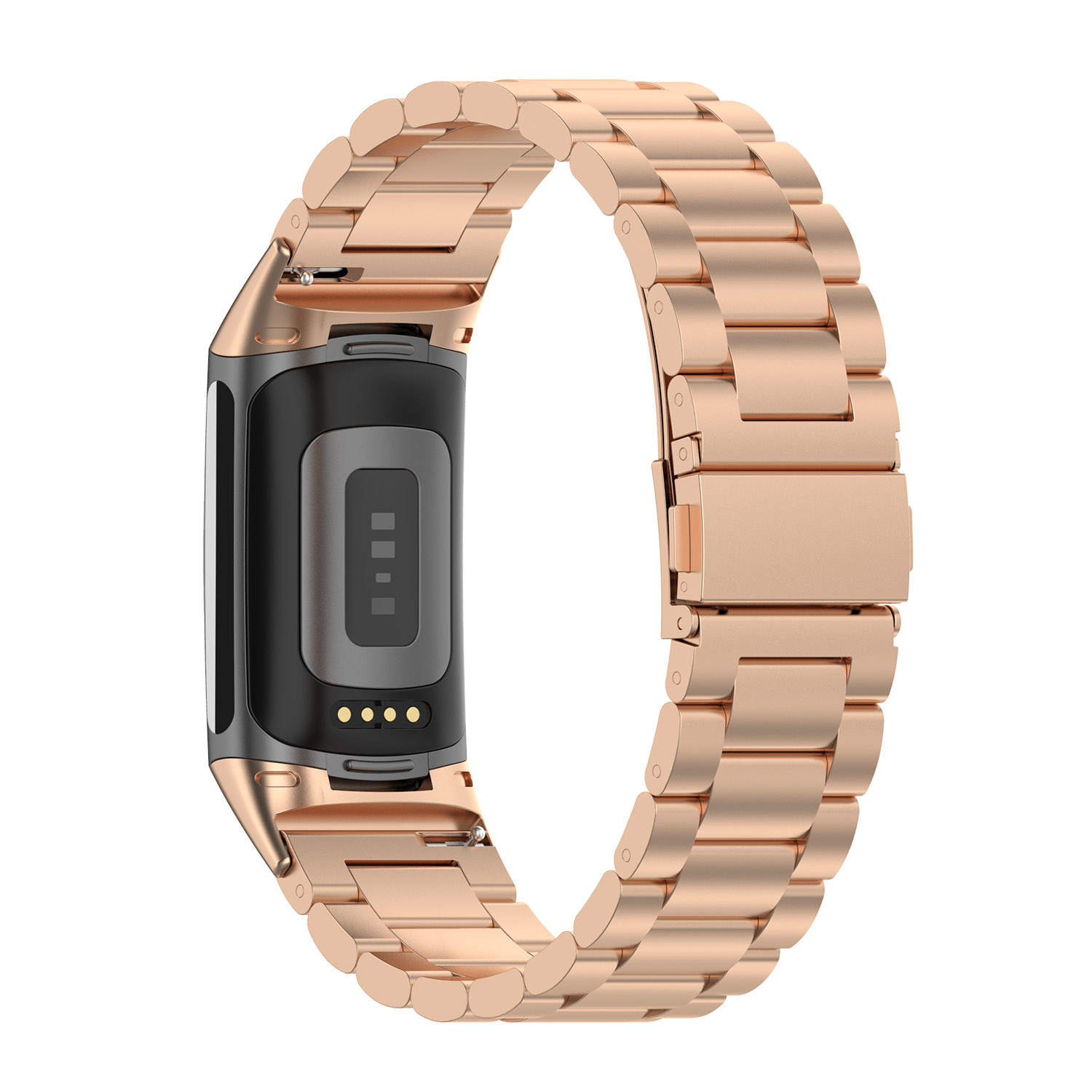 Correa de eslabones de acero con cuentas para el Fitbit Charge 5 - oro rosa