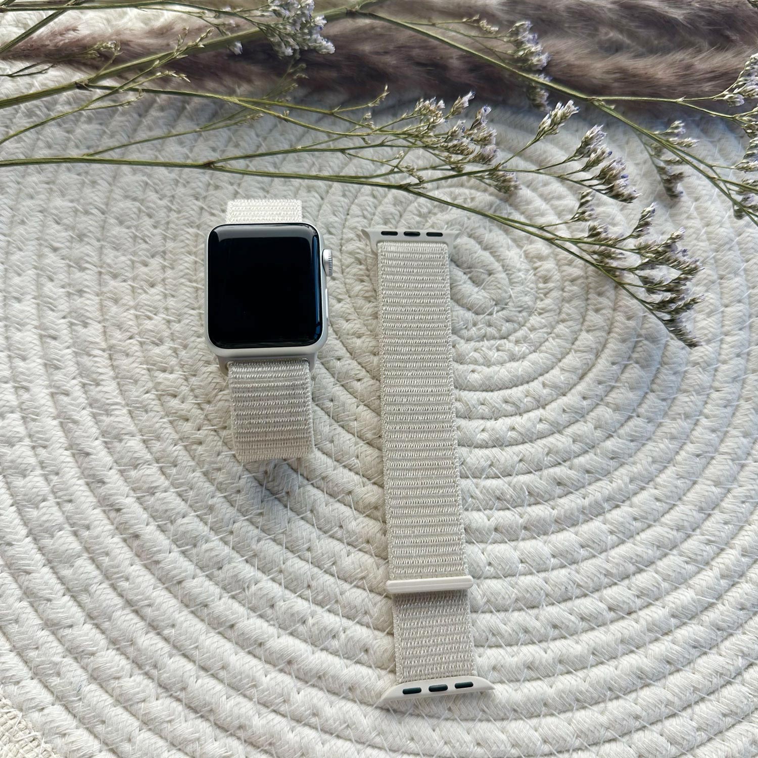 Correa loop deportiva de nailon para el Apple Watch - blanco estrella