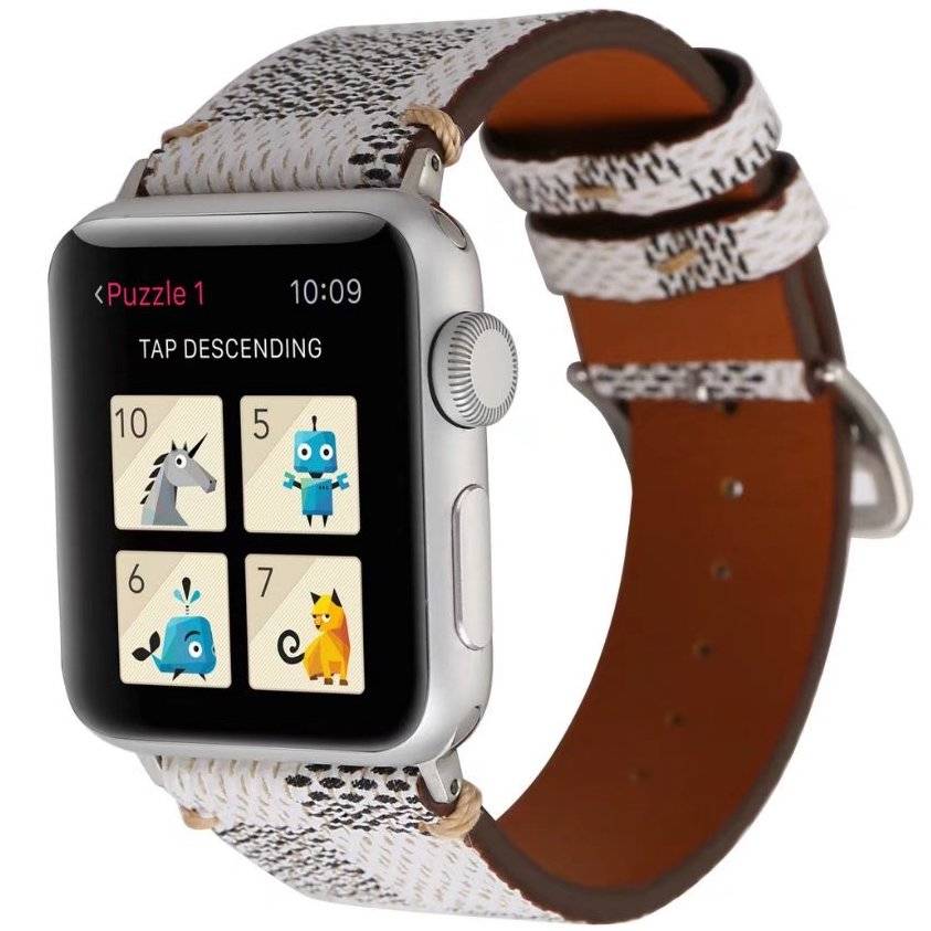 Correa de rejilla de piel para el Apple Watch - blanca