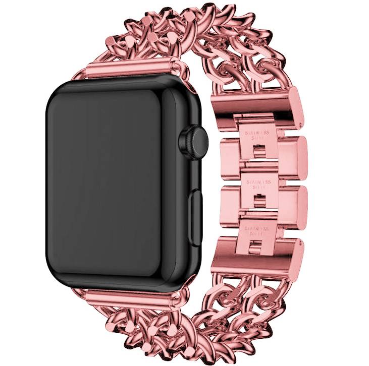 Correa de eslabones de vaquero de acero para el Apple Watch - rosa rojo