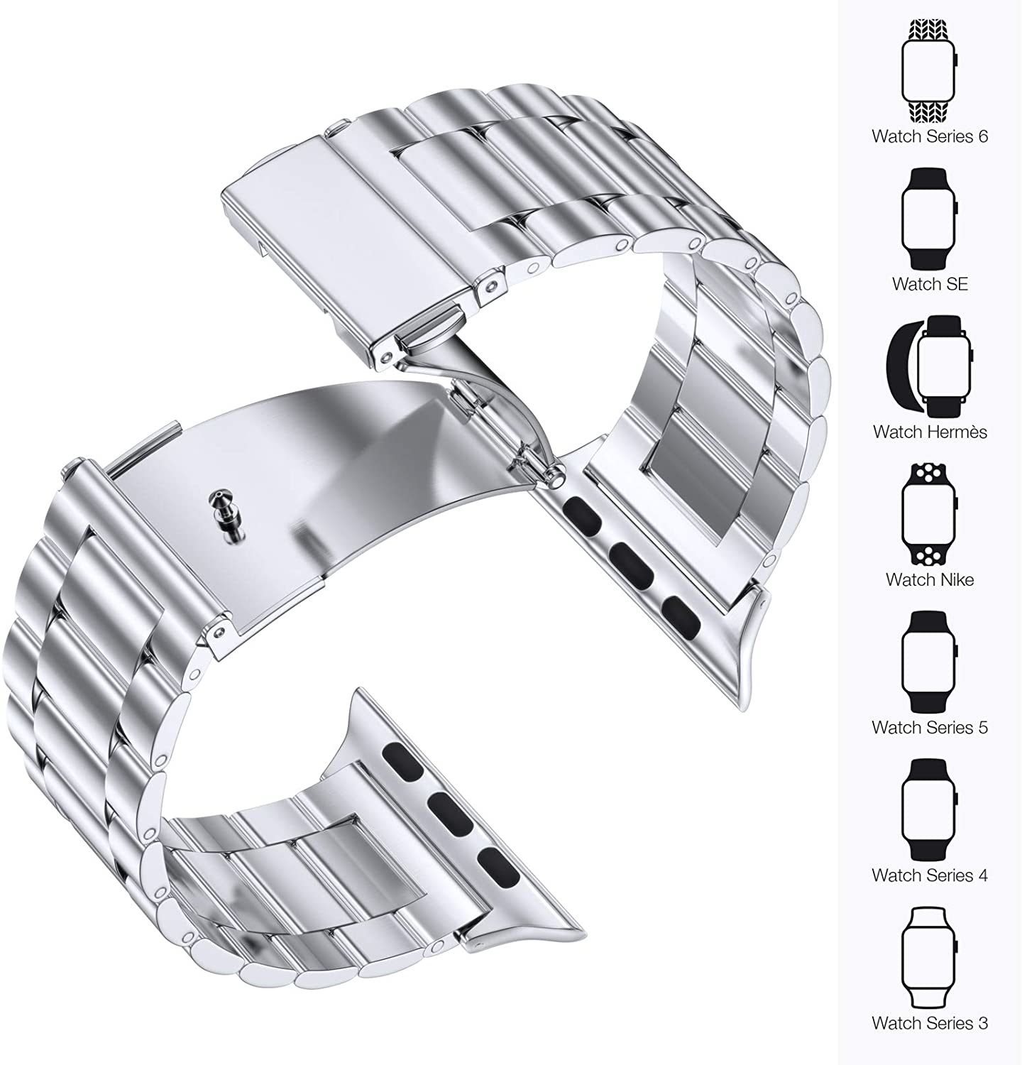 Correa de eslabones de acero con cuentas para el Apple Watch - plata