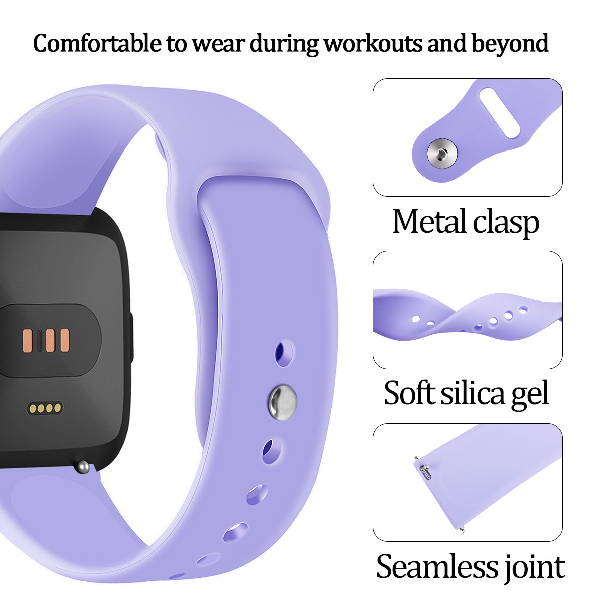 Correa deportiva de silicona para el Fitbit Versa - morado claro
